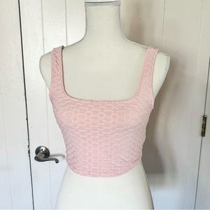 Timing Pink Crop Tank Top Pattern Activewear Yoga Shirt Stretch